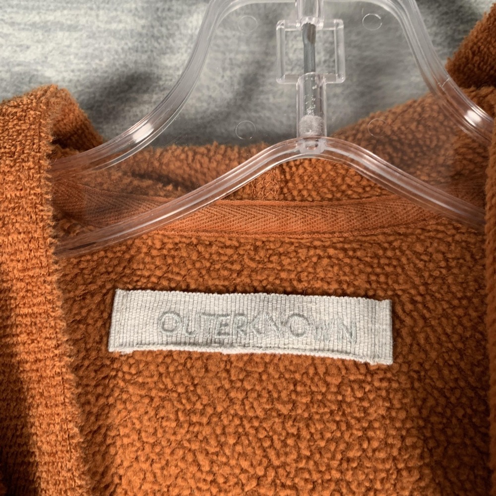 Outerknown Hoodie Sweatshirt Mens Large Orange 1/4 Zip Pullover Kangaroo Pocket - Picture 4 of 11